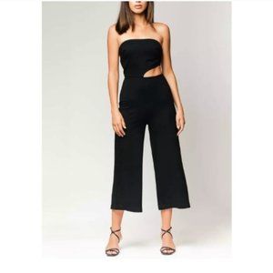 DONNA MIZANI Strapless Jumpsuit Side Cutout Black